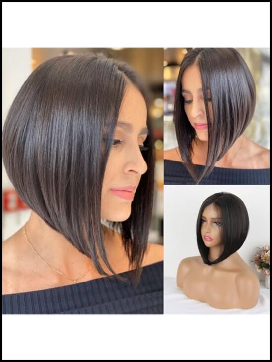 Short Straight Bob Lace Front Wig for Women 10-12inch Heat Resistant main image 4
